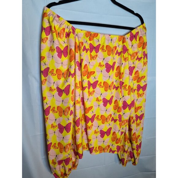 Mundefeis Women's Butterfly Long Sleeve Top Sz XL Cottagecore Pheasant Barbie - Picture 1 of 9